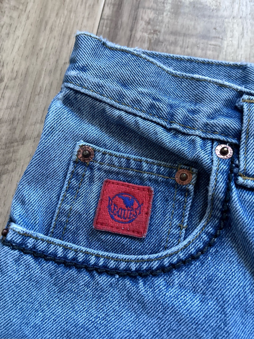 Vintage 90’s Request First fit Issue Light Blue Denim tapered Jeans retro - Picture 9 of 10